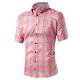 Mens Plaid Woven Short Sleeve Shirt With Plaid Patterns