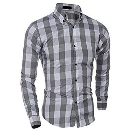 Men's Plaid Checked Long Sleeve Button Front Shirts