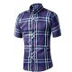 Mens Plaid Woven Short Sleeve Shirt With Plaid Patterns