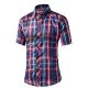 Mens Plaid Woven Short Sleeve Shirt With Plaid Patterns