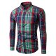 Mens Casual Western Plaid Checked Snap Long Sleeve Shirt