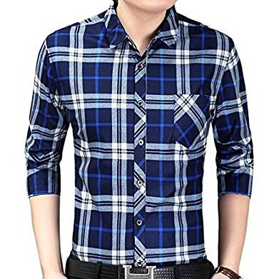 Mens Classic Slim Fit Plaid Button Down Shirt