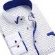 Men's Polka Dots Contrast Collar Long Sleeve Shirt