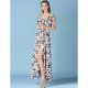 Women split a day, go chic Puff loose dress, floral halter V-neck