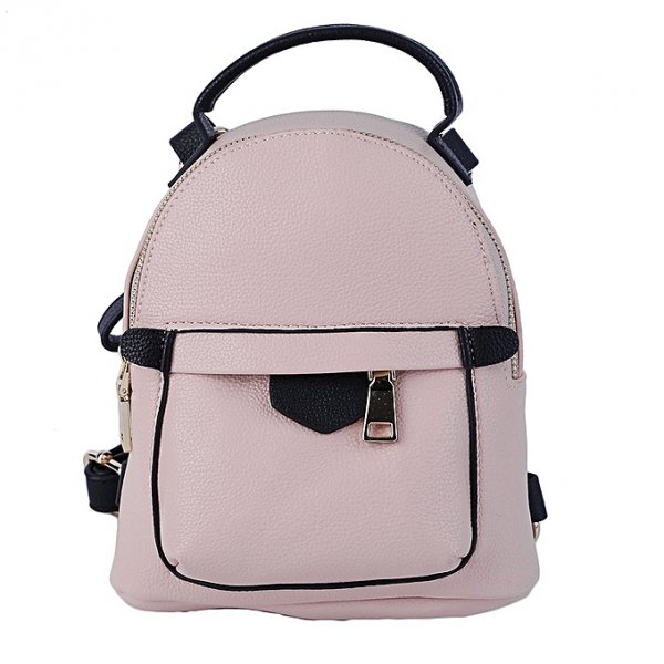 WEICHEN 6967 Korean Fashionable Women Female Bag PU Leather Backpack Pink