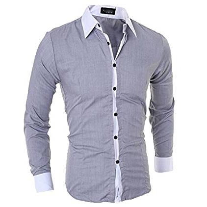 Men's Slim Fit Collision Color Button Down Shirt