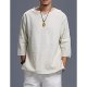 Man linen T-shirt, V-neck solid color