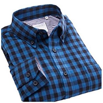 Men Button Down Plaid Relaxed-Fit Cotton Dress Shirt