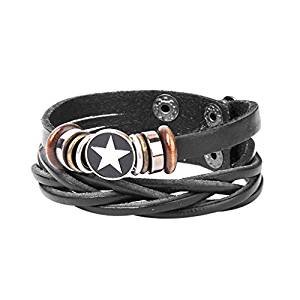 Punk Men Women-to-5-pointed star ring hand ring bracelet black