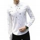 Men Cotton Slim Fit Long Sleeve Printed Dress Shirts Top