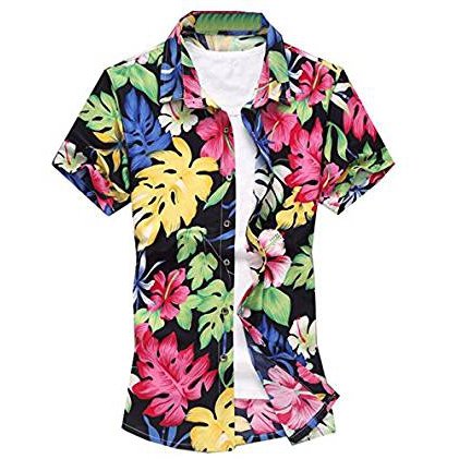 Mens Holiday Beach Camp Hawaiian Button Down Shirt