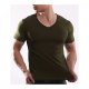 Men T-shirt, solid color V-neck, short-sleeved