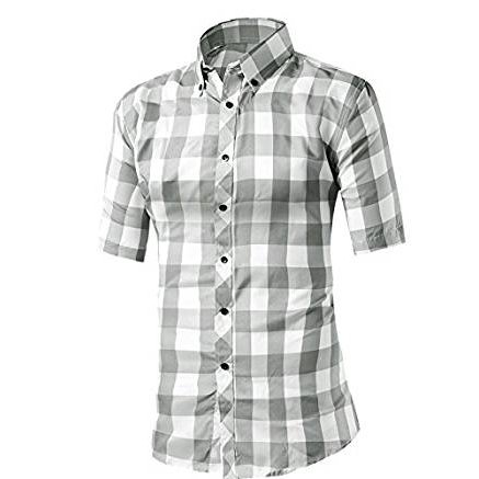 Mens Plaid Woven Short Sleeve Shirt With Plaid Patterns