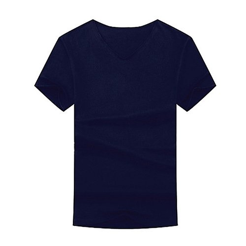 Men T-shirt, solid color V-neck, short-sleeved