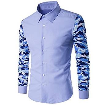 Mens Fashion Slim Fit Long Sleeves Button Front Camo Shirts