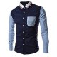 Men Button Down Stitching Relaxed- Dress Shirt