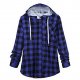 Men's Casual Plaid Long Sleeve Button Down Shirt Hooded Shirts