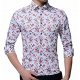 Mens Casual Cotton Floral Print Long Sleeve Slim Fit Button Down Shirt