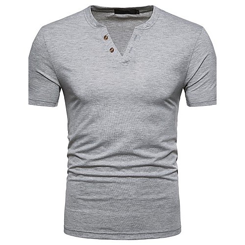 Men basic cotton T-shirt, color blocks, V-neck splice