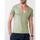 Men cotton T-shirt, solid color V-neck, short-sleeved