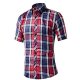 Mens Plaid Woven Short Sleeve Shirt With Plaid Patterns