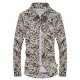 Men Long Sleeve Fashion Flower Color Casual Dress Shirt