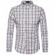 Mens Slim Fit Button Down Shirt Stand Collar Plaid Long Sleeve Shirt