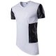 Men Street Chic PU cotton T-shirt, V-neck color block