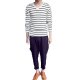 Men basic cotton T-shirt, stripes, printed V-neck